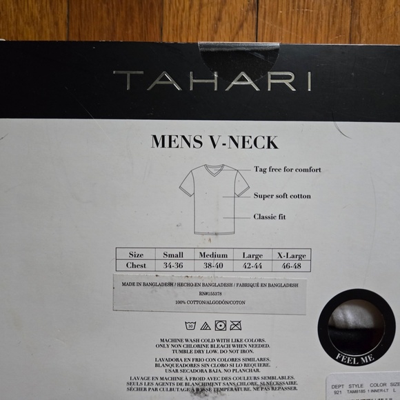NWT - Tahari 3-Pack Men's V-Neck - White - Large - Picture 2 of 3